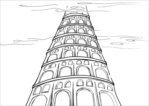 Tower That Reaches To The Heavens Coloring Page